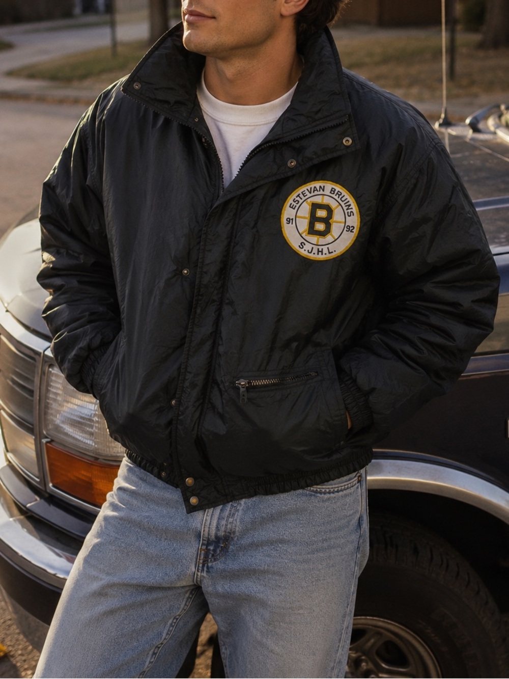 Vintage 90s Estevan Bruins Hockey Jacket XL SJHL Hack Sport International